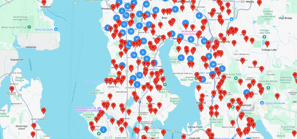 Image showing a map of the over 800 providers we work with in Seattle